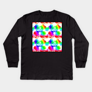 Funky Rainbow Hearts With White Background Kids Long Sleeve T-Shirt